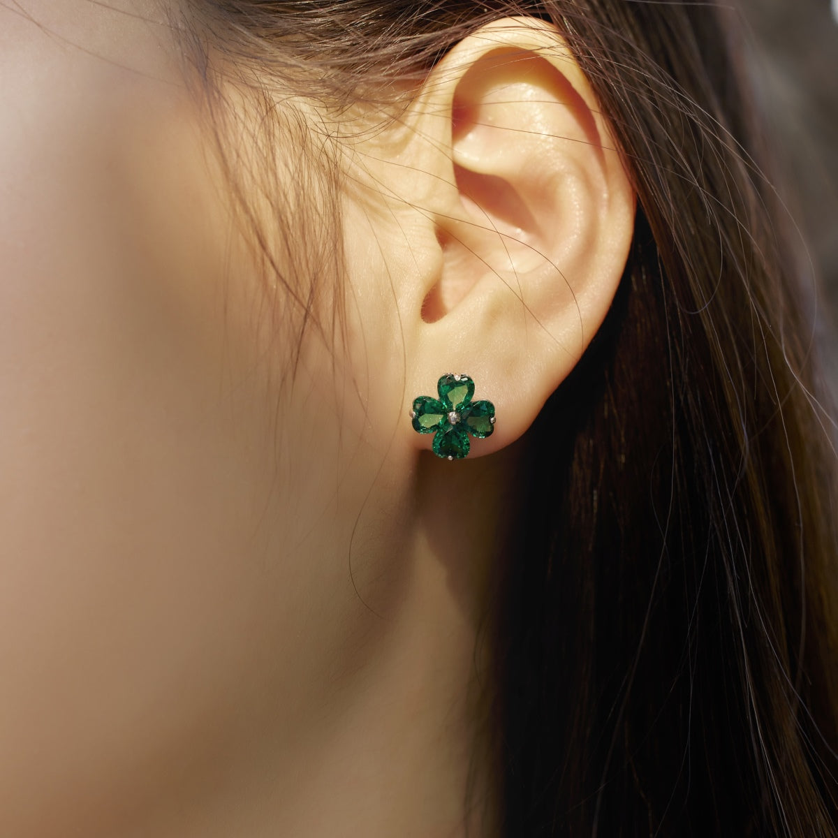 [Okajuri Jewelry]Four-Leaf Clover Ball Earrings