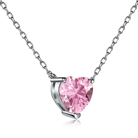 [Okajuri Jewelry]Heart Shape Main Stone Pendant Collarbone Necklace