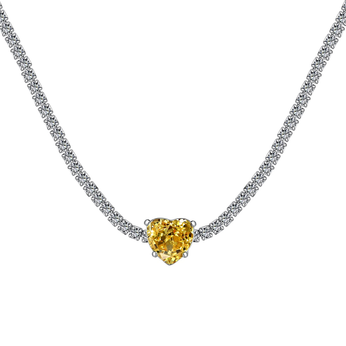 [Okajuri Jewelry]2.0 Carat Sparkling Tennis Heart Cut Necklace