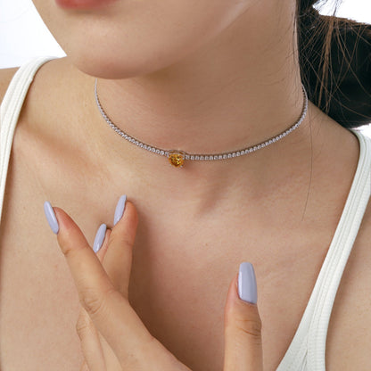 [Okajuri Jewelry]2.0 Carat Sparkling Tennis Heart Cut Necklace