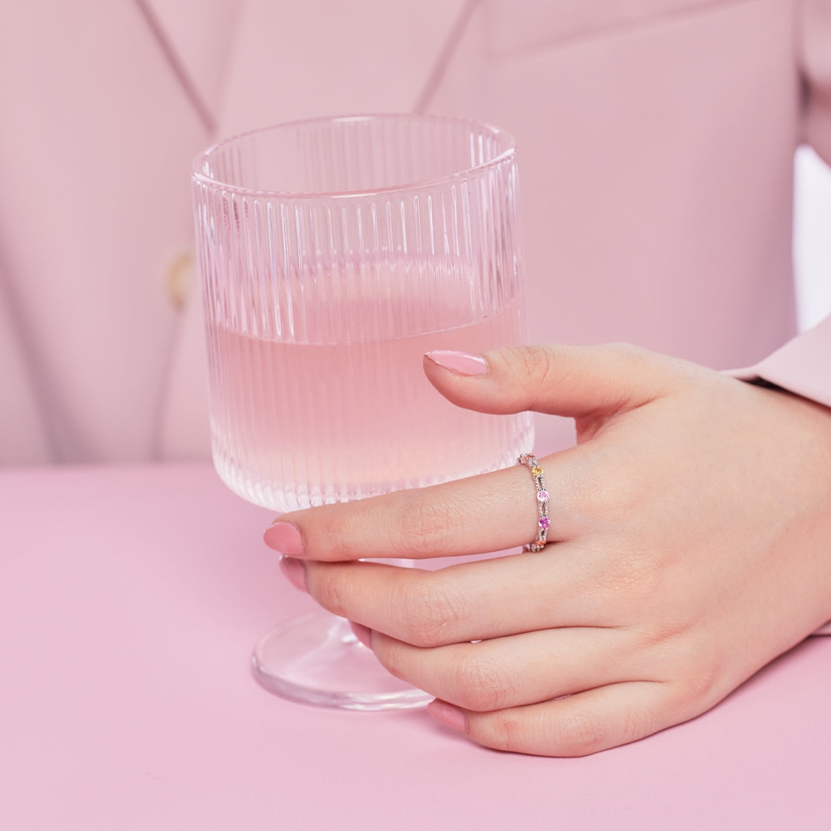 [Okajuri Jewelry]Sparkling Colorful Round Cut Tennis Ring