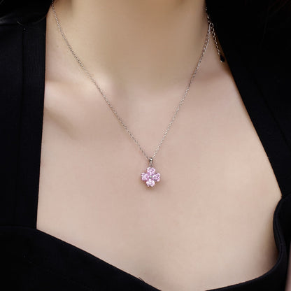 [Okajuri Jewelry]Heart-Shaped Four-Leaf Clover Bead Necklace