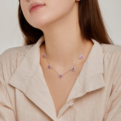 [Okajuri Jewelry]Sparkling Five Heart Necklace