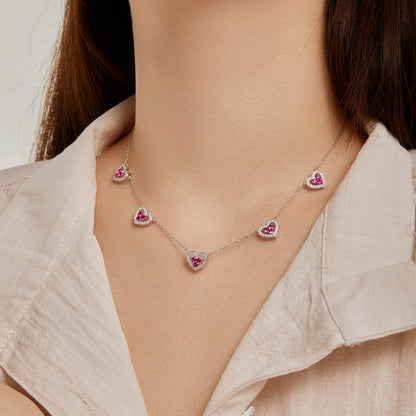 [Okajuri Jewelry]Sparkling Five Heart Necklace