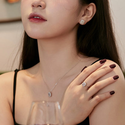 [Okajuri Jewelry]1.0 Carat Luxurious Dainty Emerald Cut Daily Earrings