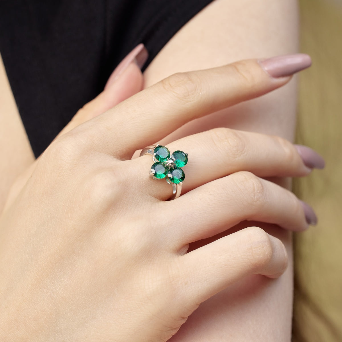 [Okajuri Jewelry]Four-Leaf Clover Eight-Pointed Star Ring