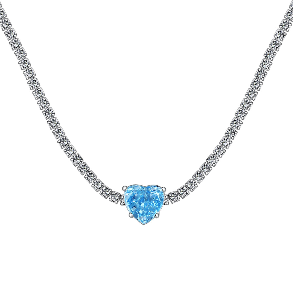 [Okajuri Jewelry]2.0 Carat Sparkling Tennis Heart Cut Necklace