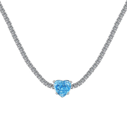 [Okajuri Jewelry]2.0 Carat Sparkling Tennis Heart Cut Necklace