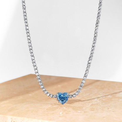 [Okajuri Jewelry]2.0 Carat Sparkling Tennis Heart Cut Necklace