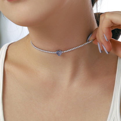 [Okajuri Jewelry]2.0 Carat Sparkling Tennis Heart Cut Necklace