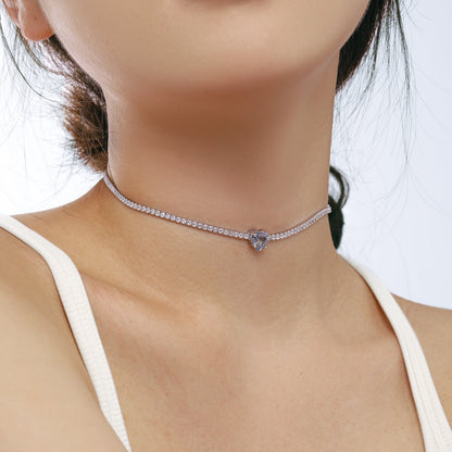 [Okajuri Jewelry]2.0 Carat Sparkling Tennis Heart Cut Necklace
