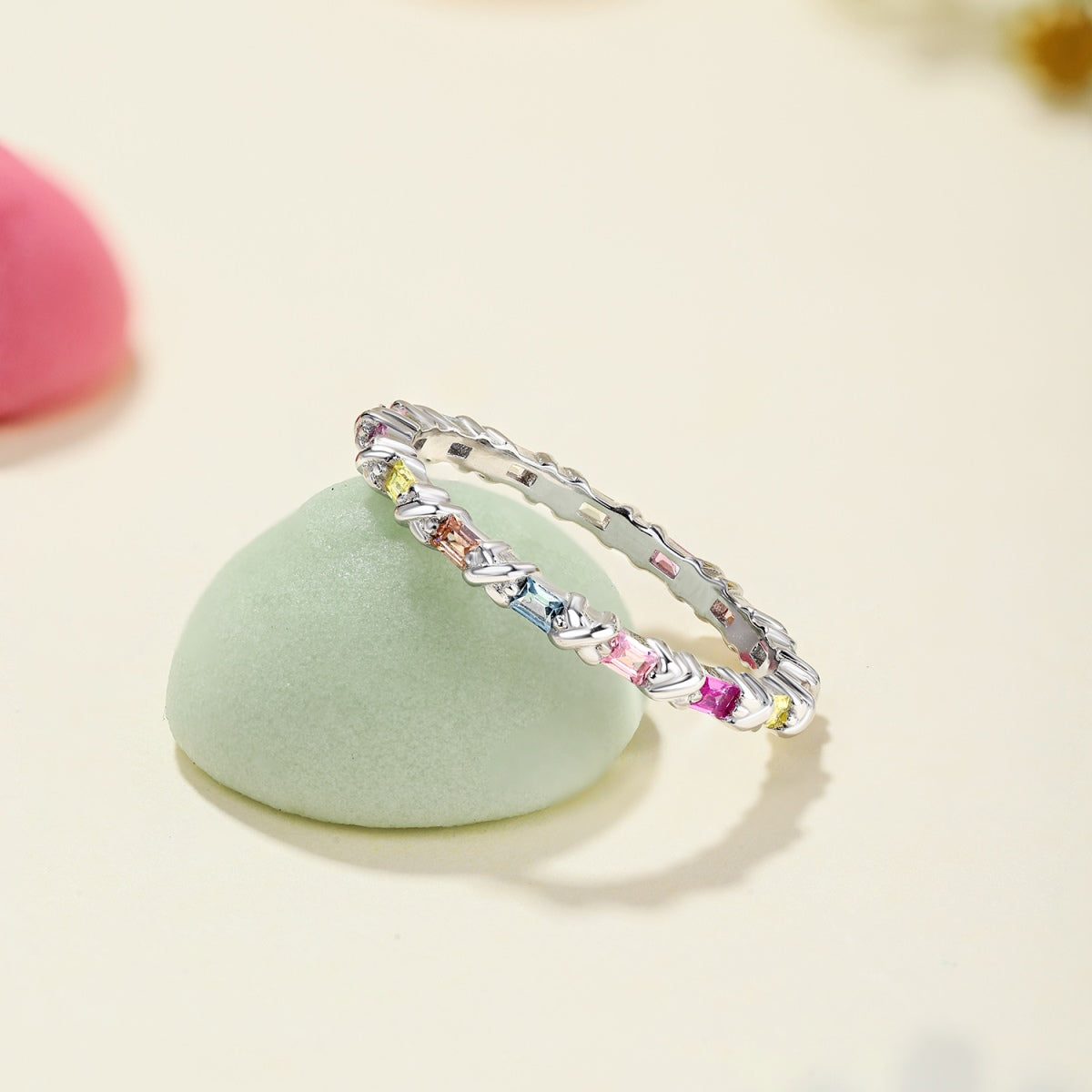 [Okajuri Jewelry]Charming Colorful Round Cut Daily Ring