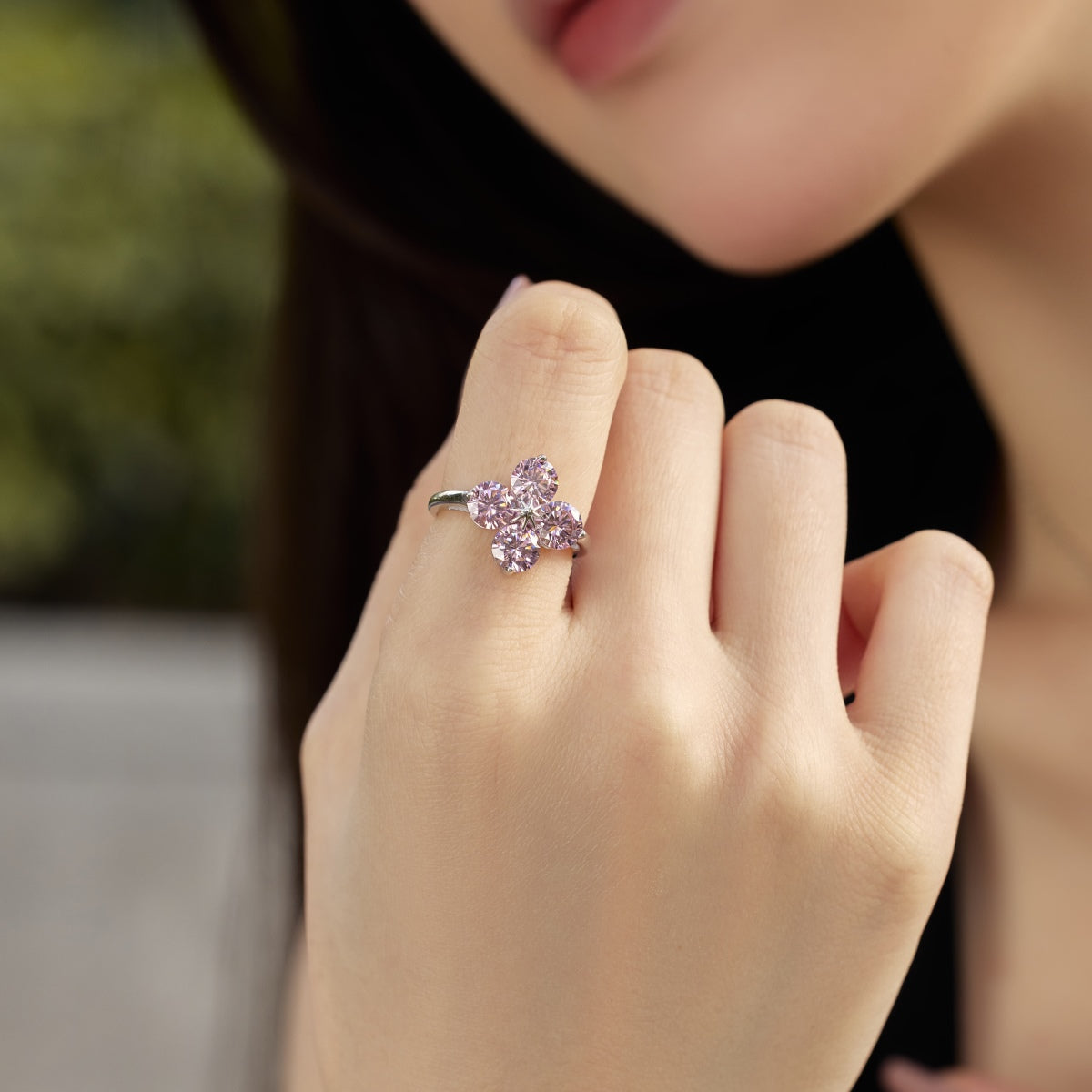 [Okajuri Jewelry]Four-Leaf Clover Eight-Pointed Star Ring