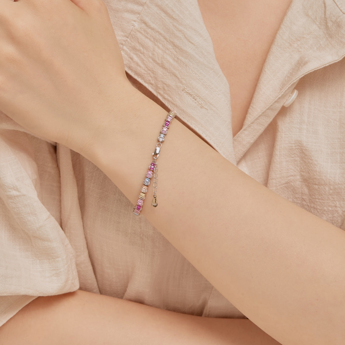 [Okajuri Jewelry]Delicate Colorful Emerald Cut Party Bracelet