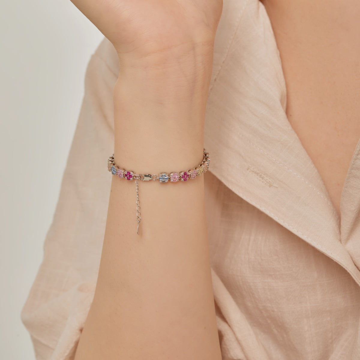 [Okajuri Jewelry]Delicate Colorful Emerald Cut Daily Bracelet
