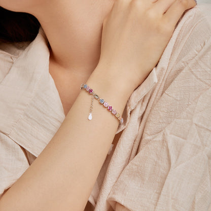[Okajuri Jewelry]Delicate Colorful Emerald Cut Daily Bracelet
