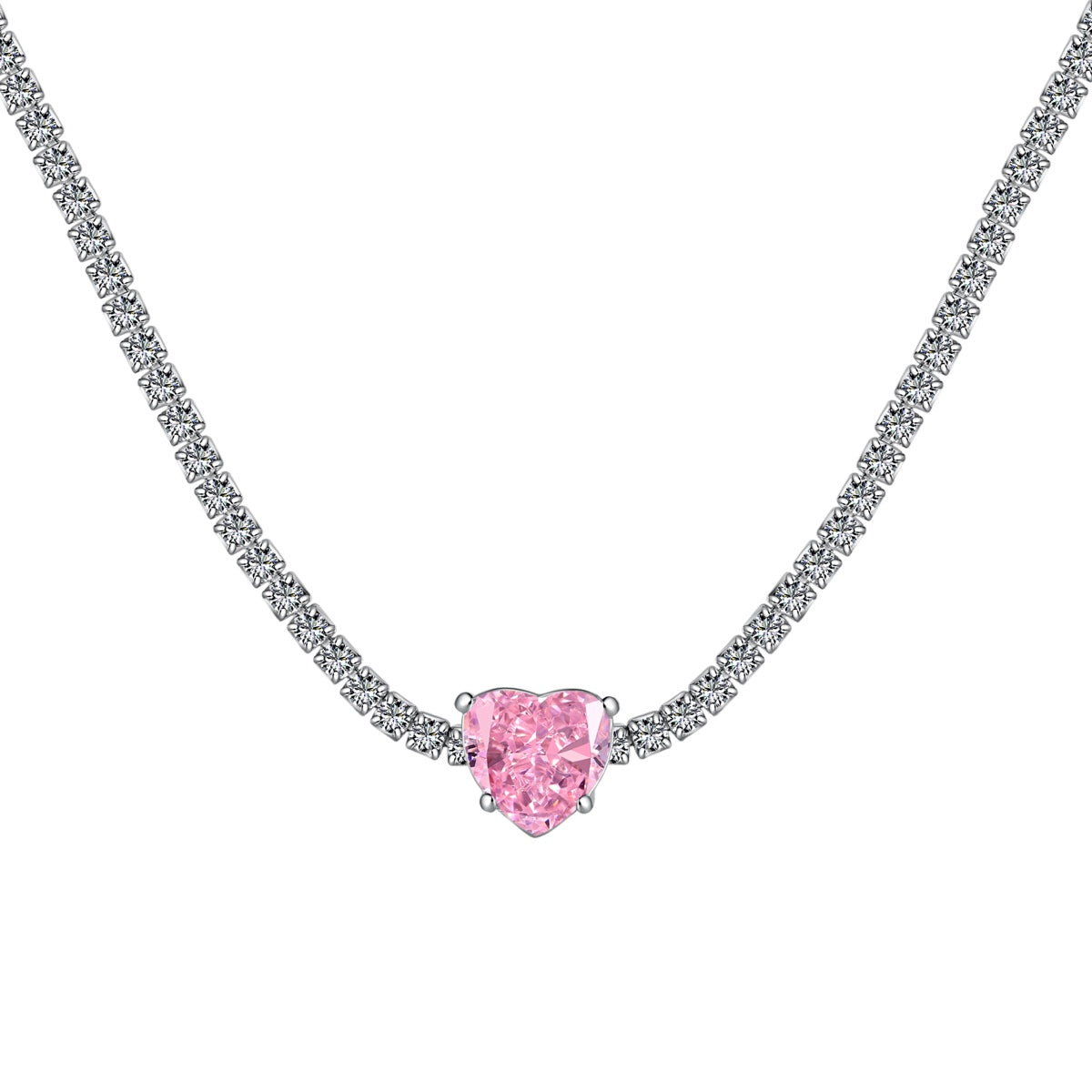 [Okajuri Jewelry]2.0 Carat Sparkling Tennis Heart Cut Necklace