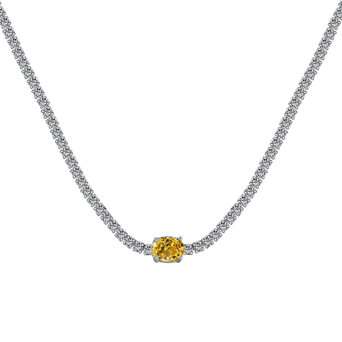 [Okajuri Jewelry]1.0 Carat Shining Oval Cut Necklace