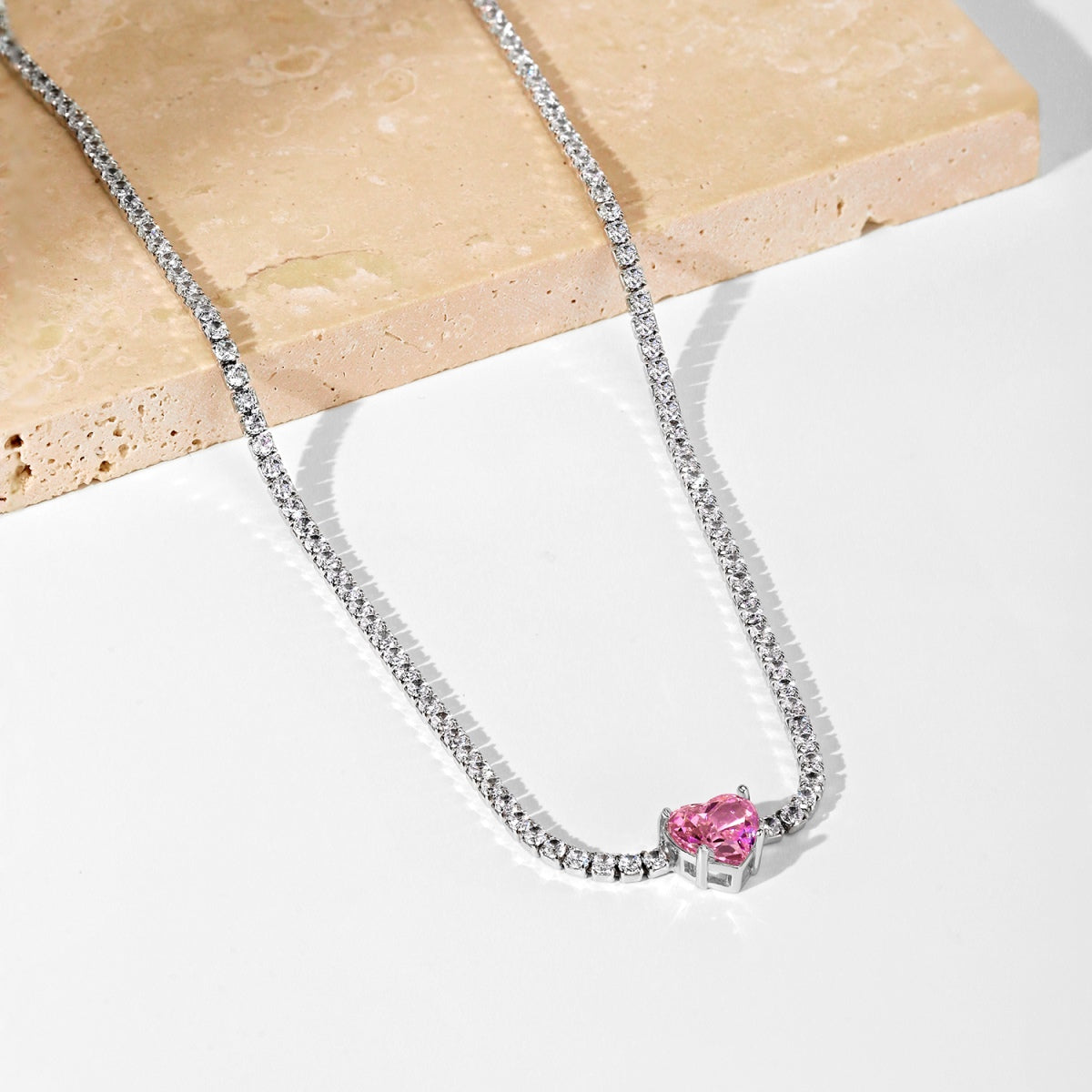 [Okajuri Jewelry]2.0 Carat Sparkling Tennis Heart Cut Necklace