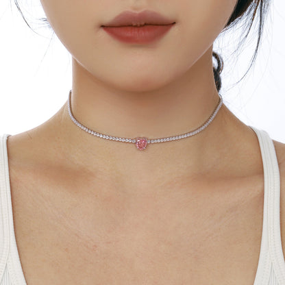 [Okajuri Jewelry]2.0 Carat Sparkling Tennis Heart Cut Necklace