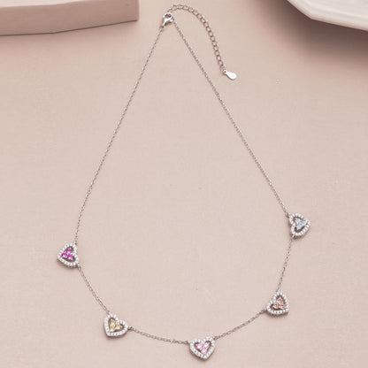 [Okajuri Jewelry]Sparkling Five Heart Necklace