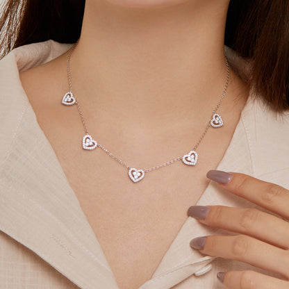 [Okajuri Jewelry]Sparkling Five Heart Necklace