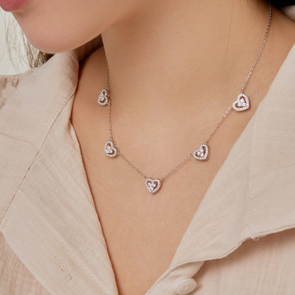 [Okajuri Jewelry]Sparkling Five Heart Necklace