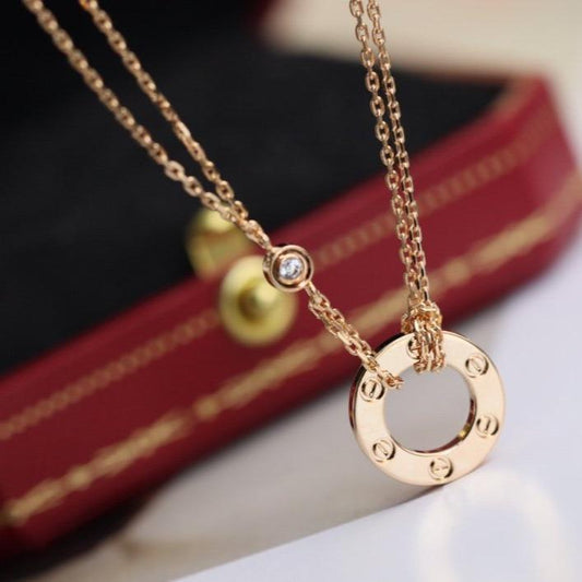 [Okajuri Jewelry]LOVE NECKLACE ADJUSTABLE ROSE GOLD 2 DIAMOND