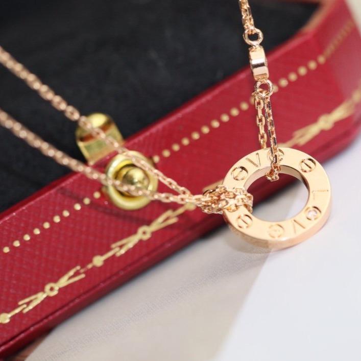 [Okajuri Jewelry]LOVE NECKLACE ADJUSTABLE ROSE GOLD 2 DIAMOND