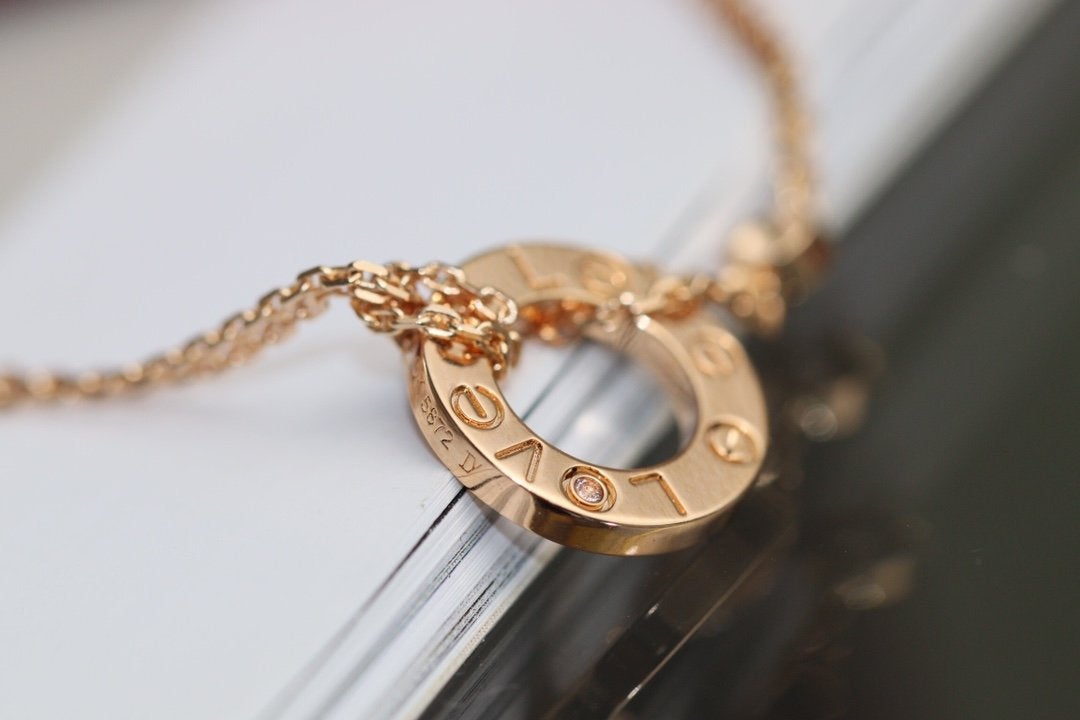 [Okajuri Jewelry]LOVE NECKLACE ADJUSTABLE ROSE GOLD 2 DIAMOND
