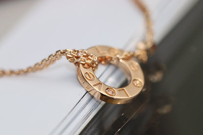 [Okajuri Jewelry]LOVE NECKLACE ADJUSTABLE ROSE GOLD 2 DIAMOND