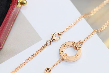 [Okajuri Jewelry]LOVE NECKLACE ADJUSTABLE ROSE GOLD 2 DIAMOND
