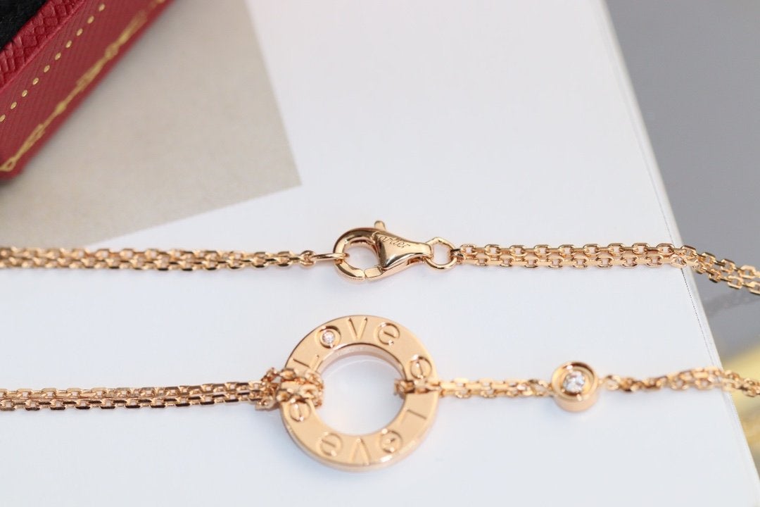 [Okajuri Jewelry]LOVE NECKLACE ADJUSTABLE ROSE GOLD 2 DIAMOND