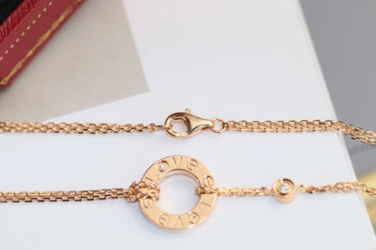 [Okajuri Jewelry]LOVE NECKLACE ADJUSTABLE ROSE GOLD 2 DIAMOND