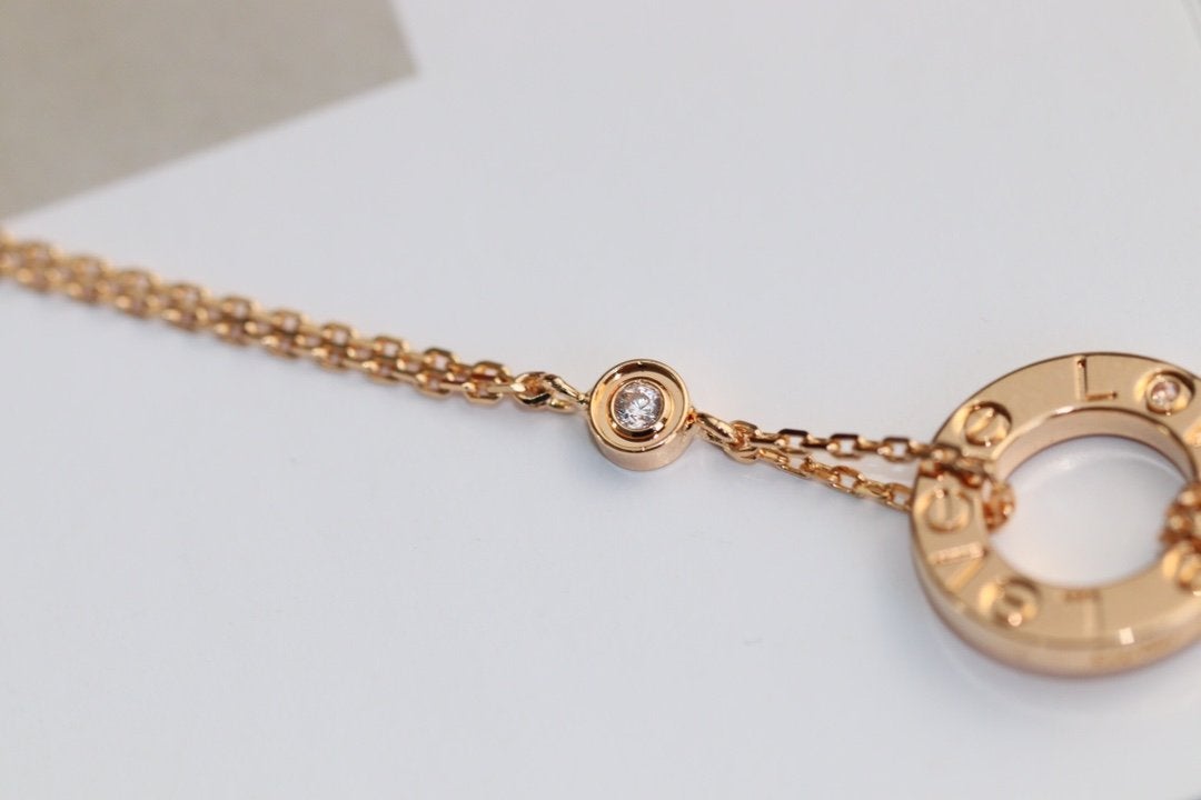 [Okajuri Jewelry]LOVE NECKLACE ADJUSTABLE ROSE GOLD 2 DIAMOND