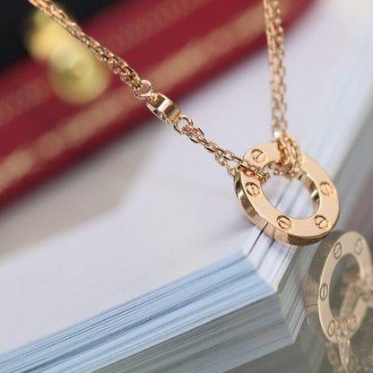 [Okajuri Jewelry]LOVE NECKLACE ADJUSTABLE ROSE GOLD 2 DIAMOND