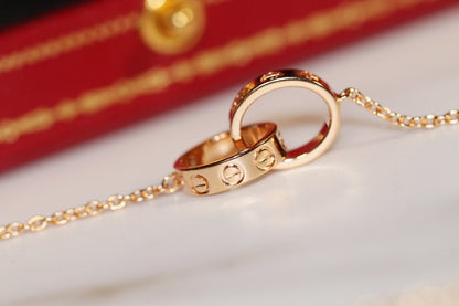 [Okajuri Jewelry]LOVE NECKLACE PINK GOLD AND SILVER