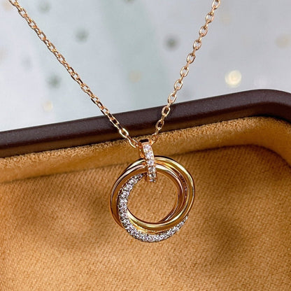 [Okajuri Jewelry]TRINITY NECKLACE SILVER GOLD PINK GOLD DIAMONDS