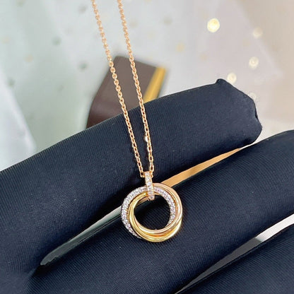 [Okajuri Jewelry]TRINITY NECKLACE SILVER GOLD PINK GOLD DIAMONDS