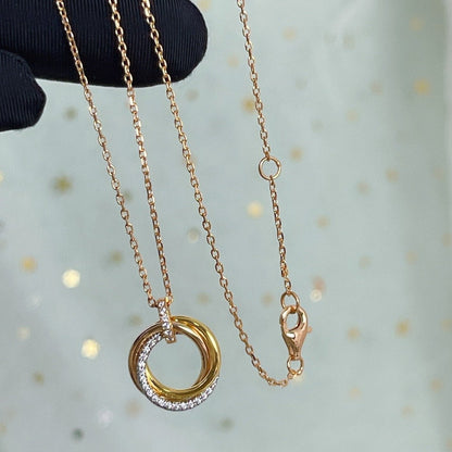 [Okajuri Jewelry]TRINITY NECKLACE SILVER GOLD PINK GOLD DIAMONDS