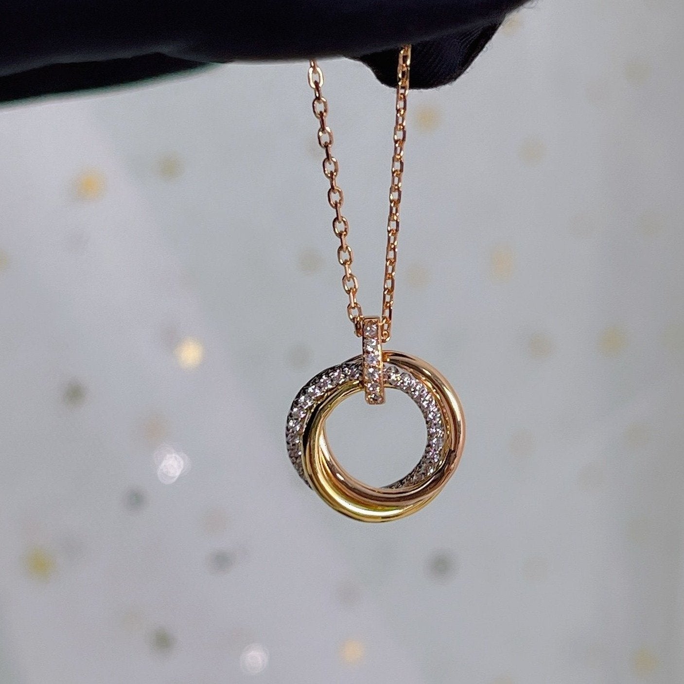 [Okajuri Jewelry]TRINITY NECKLACE SILVER GOLD PINK GOLD DIAMONDS