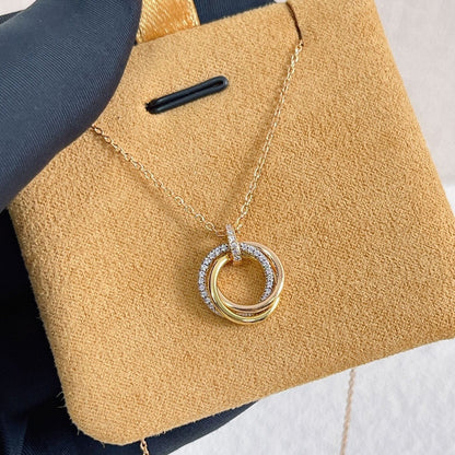 [Okajuri Jewelry]TRINITY NECKLACE SILVER GOLD PINK GOLD DIAMONDS