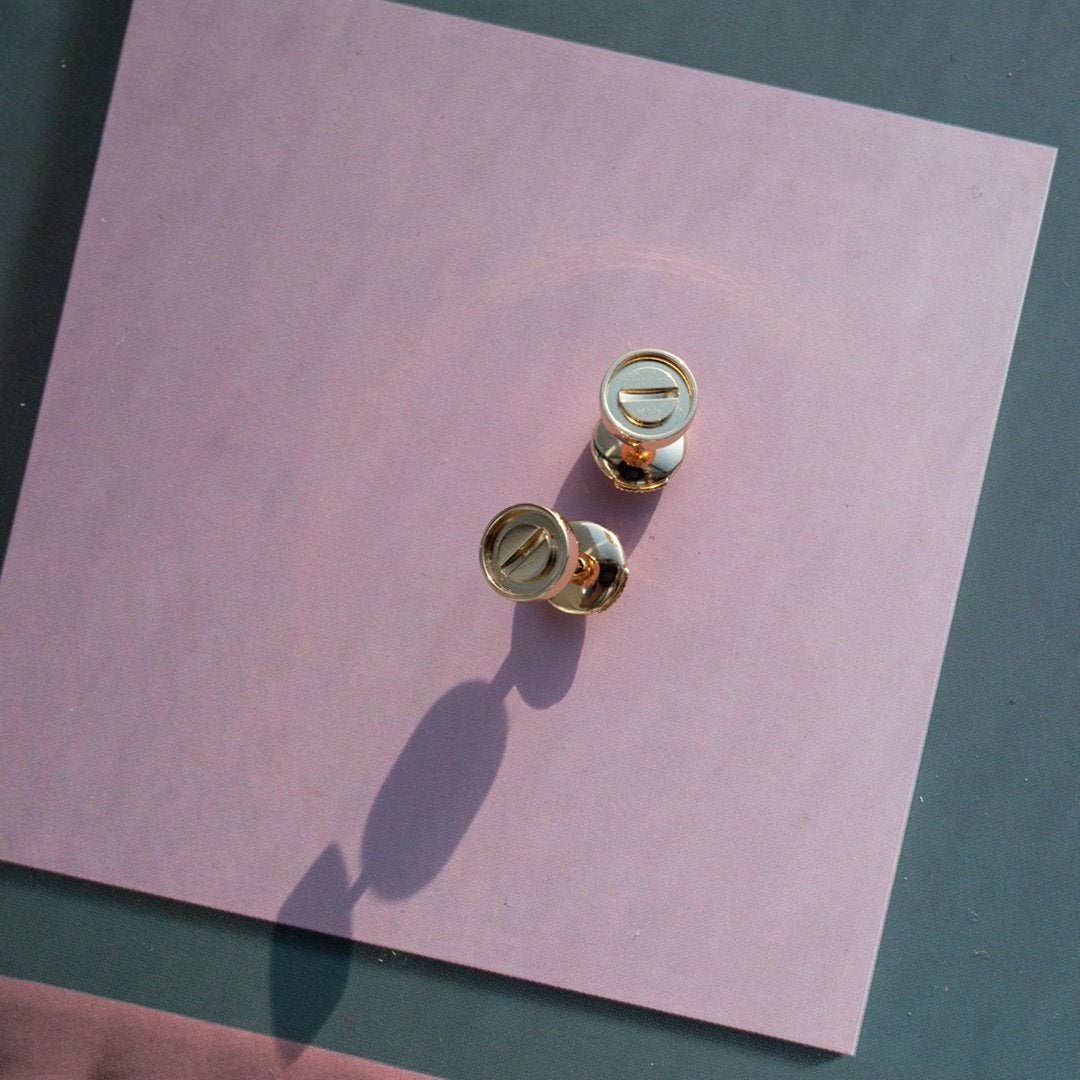 [Okajuri Jewelry]LOVE EARRINGS PINK GOLD 10MM