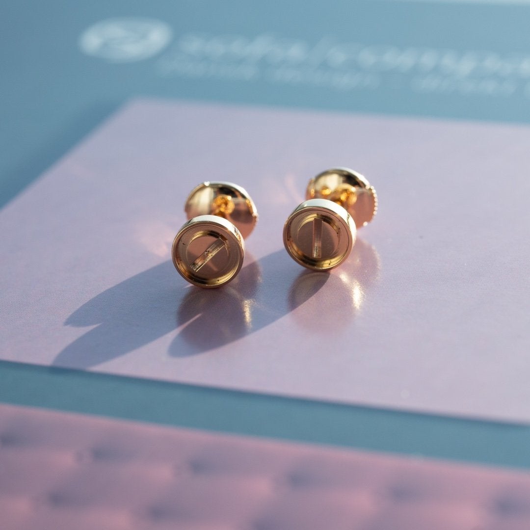 [Okajuri Jewelry]LOVE EARRINGS PINK GOLD 10MM