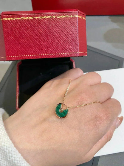 [Okajuri Jewelry]AMULETTE ROSE GOLD MALACHITE NECKLACE