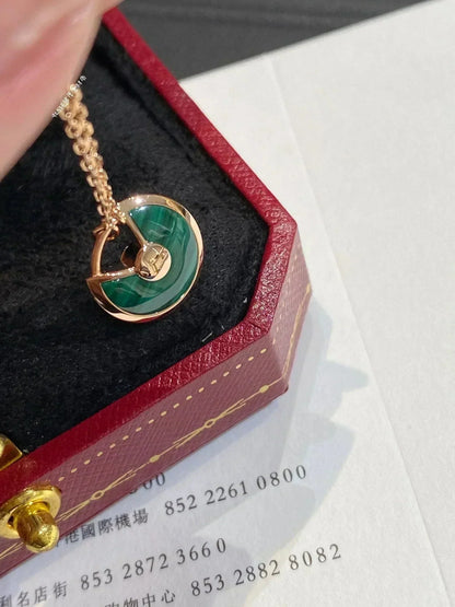 [Okajuri Jewelry]AMULETTE ROSE GOLD MALACHITE NECKLACE