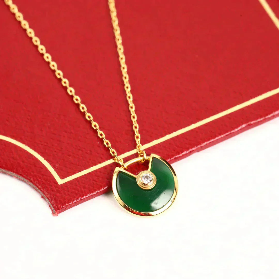 [Okajuri Jewelry]AMULETTE GOLD MALACHITE NECKLACE