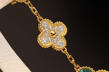 [Okajuri Jewelry]CLOVER EARRINGS GOLD MALACHITE DIAMOND 3 MOTIF