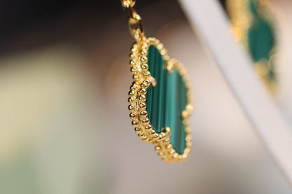 [Okajuri Jewelry]CLOVER EARRINGS GOLD MALACHITE DIAMOND 3 MOTIF