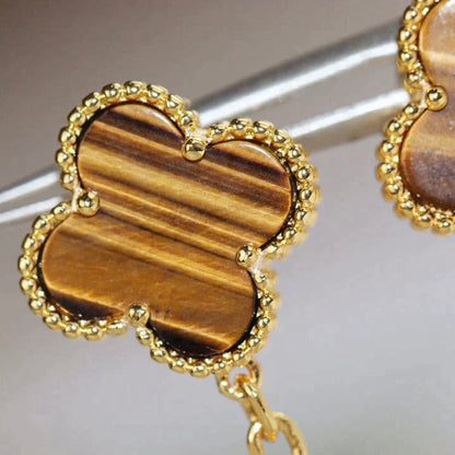 [Okajuri Jewelry]CLOVER  2 MOTIF  TIGER EYE CARNELIAN EARRINGS